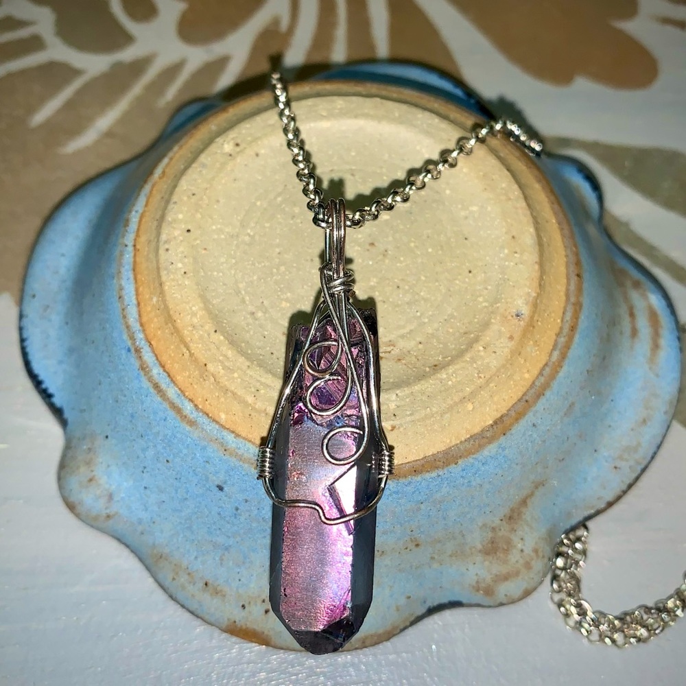 💕Aura crystal quartz necklace